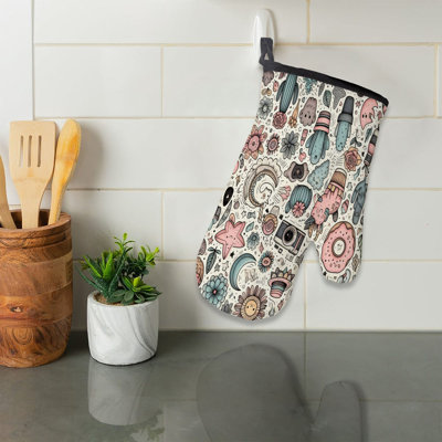 Playful Pastel Lines Oven Mitt Cotton Twill