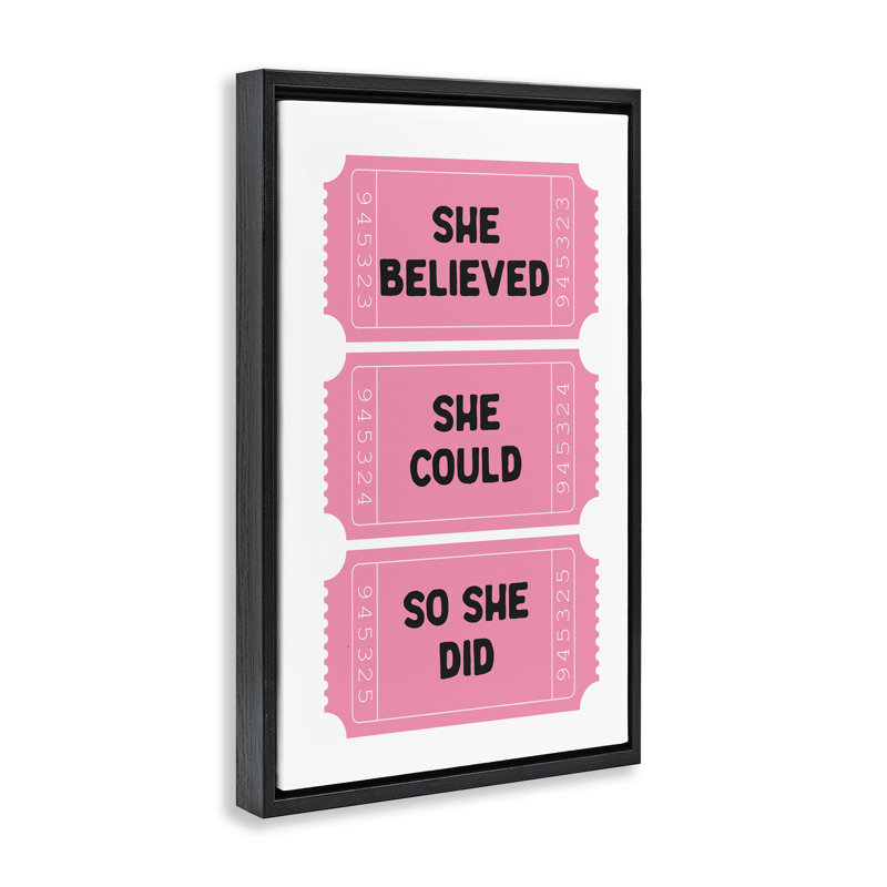 Cadre flottant She Believed Girl, Cadre flottant noir de jais, 25" H x 17" W