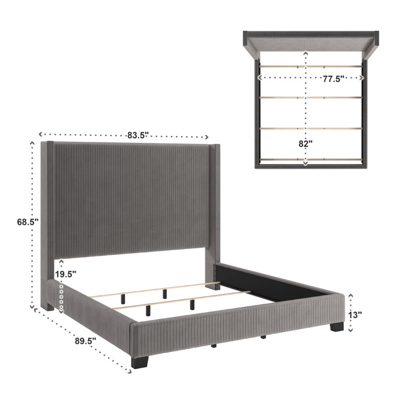 Solon Upholstered Bed, Grey, King