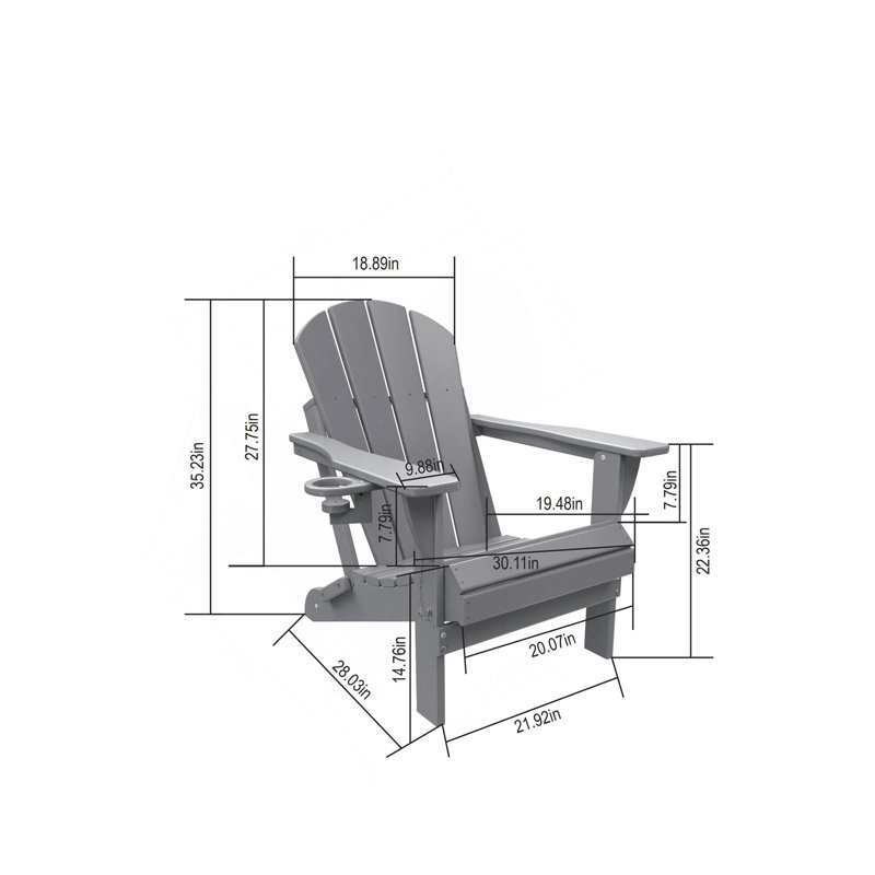 Chaise Adirondack pliante avec table d'appoint, ensemble de chaises Adirondack 3 pièces à texture de bois (comprend 2 chaises et 1 table)
