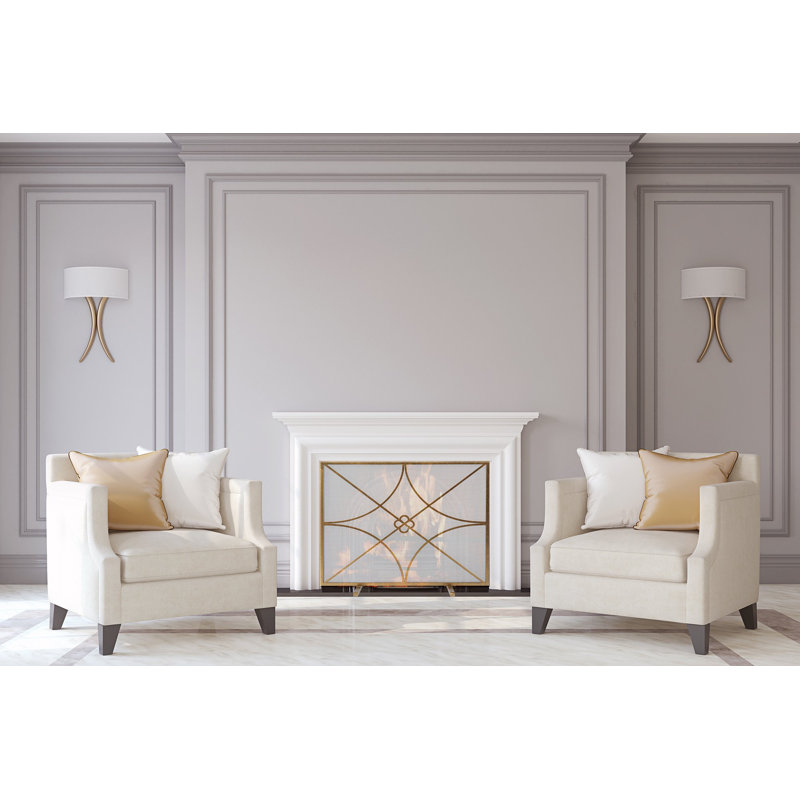 Boxwoods Bifold Iron Fireplace Screen, Royal Gold