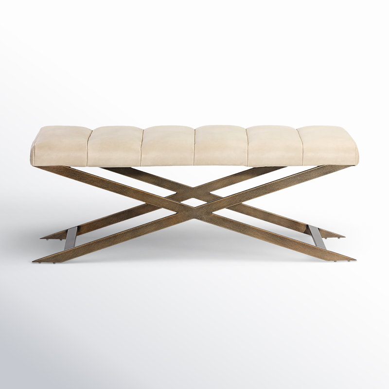 Kammi Upholstered Bench, Cream Performance Basketweave