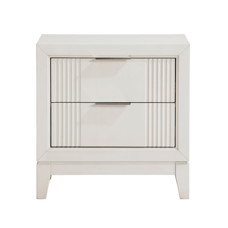 Table de chevet blanche antique avec 2 tiroirs et table de chevet 2 avant