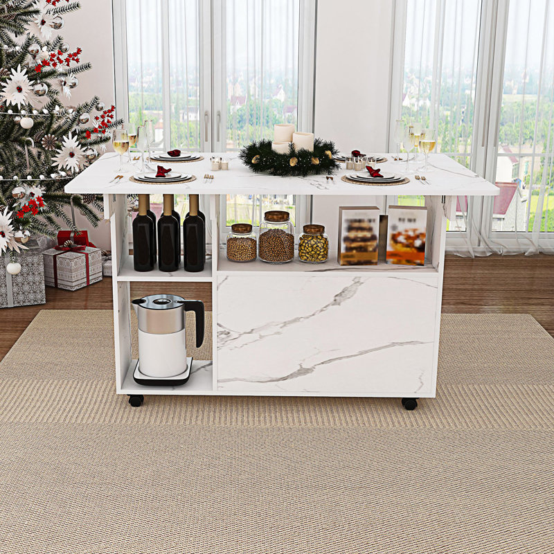 Multi-Functional Folding Table With Storage Shelves And Wheels, Compact Desk