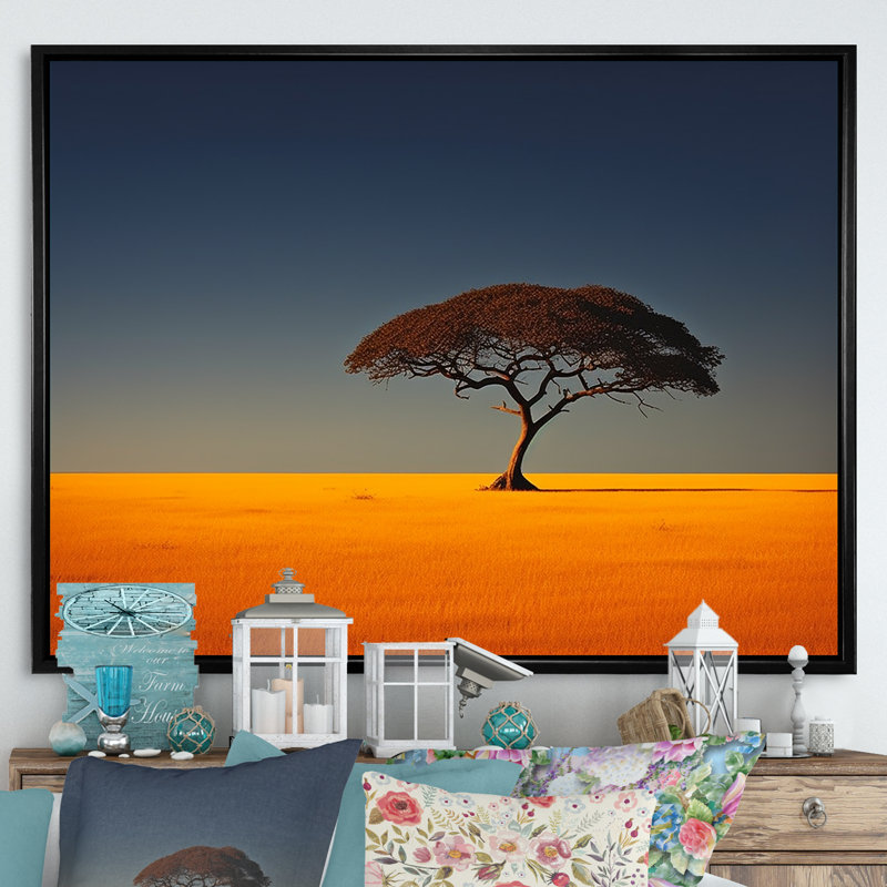 Minimalisme, Afrique, paysage, photo, art mural sur toile, Afrique, H 24 po x l 32 po x P 1 po, Cadre flottant noir