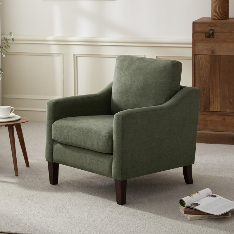 Fauteuil rembourré avec pieds en bois massif (lot de 2), Vert