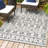 Woen High-Low Pile Mediterranean Tile White/Black Indoor/Outdoor Rug-54153750