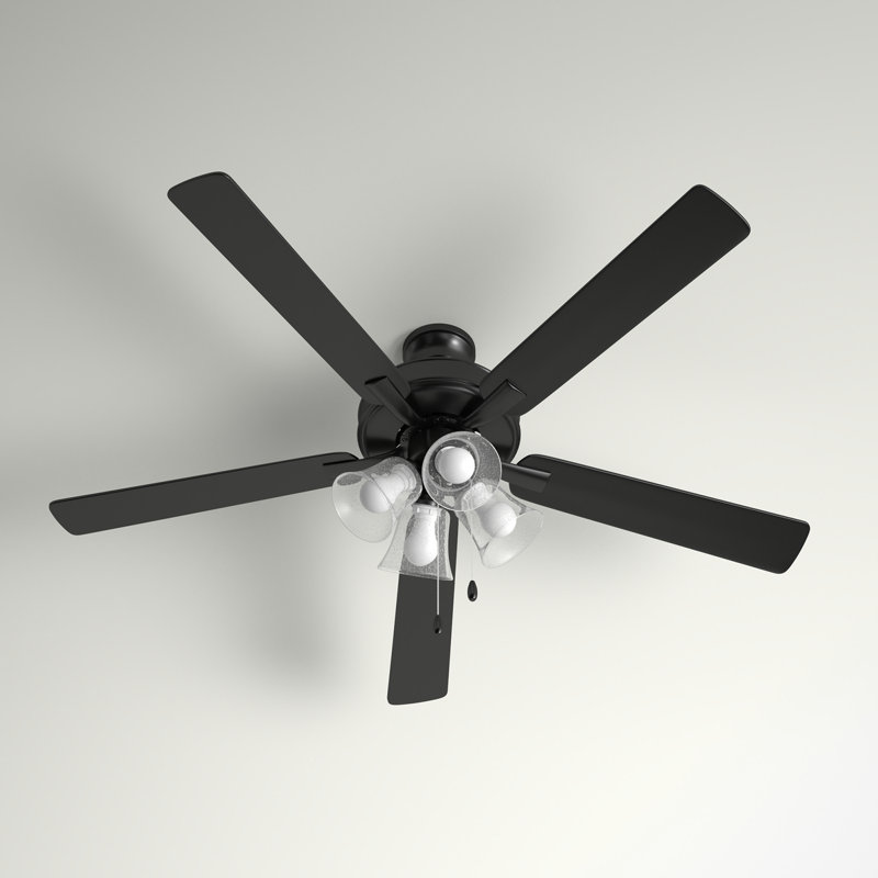 Hutcheson Ventilateur de plafond blanc à 5 pales avec moteur AC, Noir mat