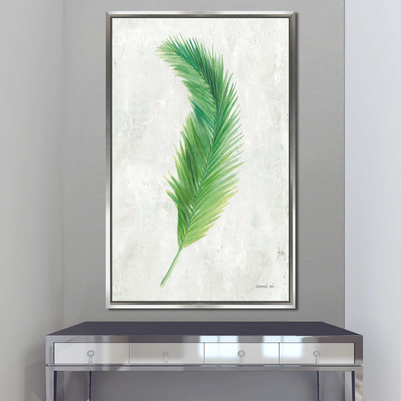 Palmiers des tropiques VI - peinture, H 63,5 po x l 39,5 po x P 2 po, Cadre flottant argent