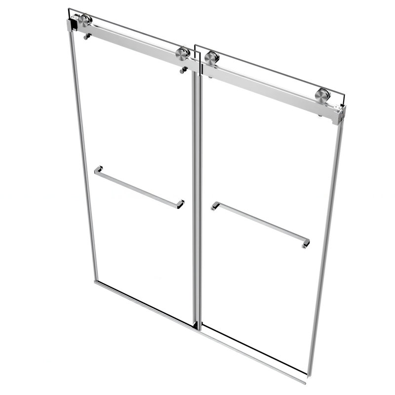 Porte de douche coulissante double sans cadre de 56 à 60 po x H 78 po avec verre trempé nickel certifié Sgcc de 10 mm
