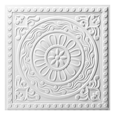 Art3d 2 Ft. X 2 Ft. Glue-Up or Drop-in PVC Ceiling Tile for Home,Office,12-Pack,48 sq.ft./Box