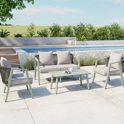Iron Outdoor Seating, Fits 4, With Soft Cushions And Charisma Seating For Four, Cushion Ease