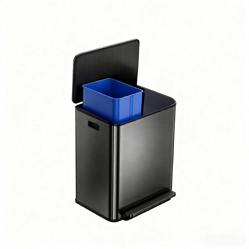 Stainless Steel Kitchen Rubbish Bin, silver
