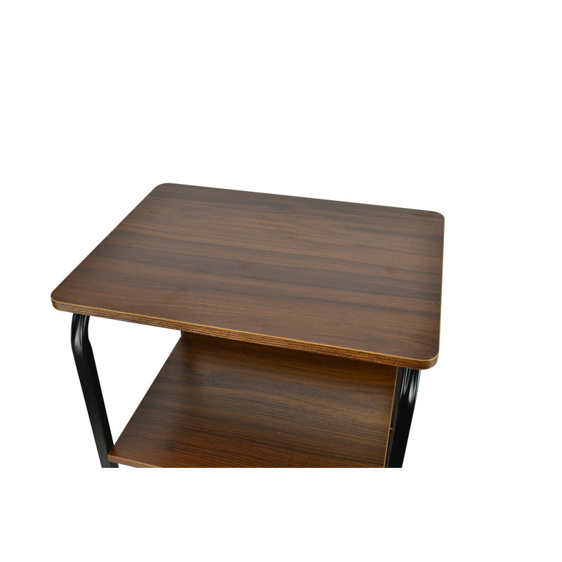 22" Black Metal and Brown Top Side Table