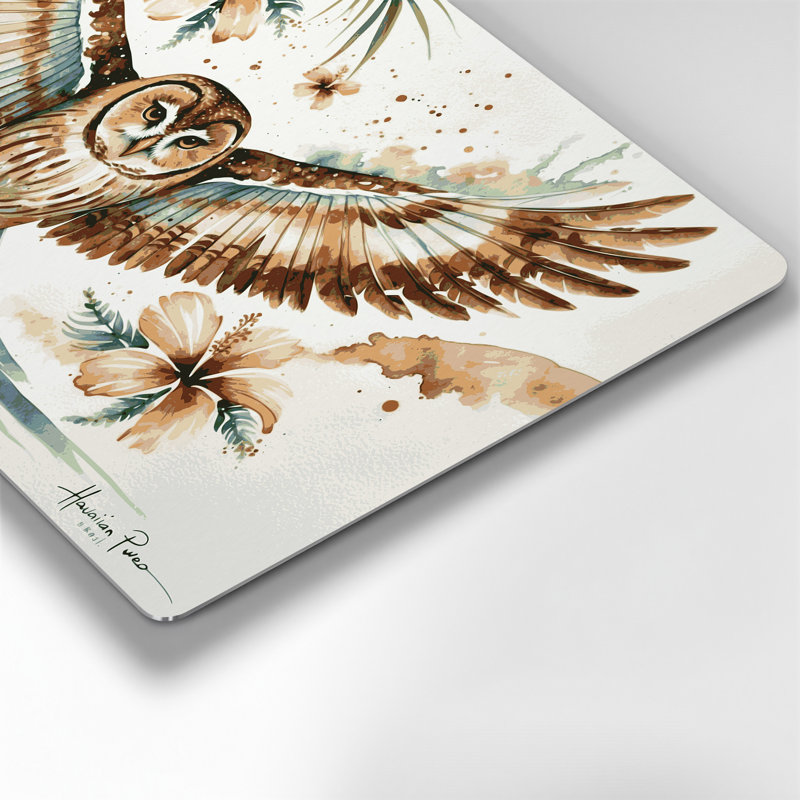 Hawaiian Hawaiian Owl, art mural en métal blanc, H 24 po x l 36 po