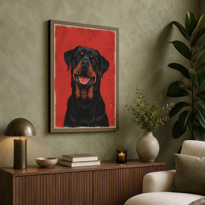 Red Mouth Dog Modern - Wrapped Canvas, 30x20 - 76.2 x 50.8 cm, Sage Border