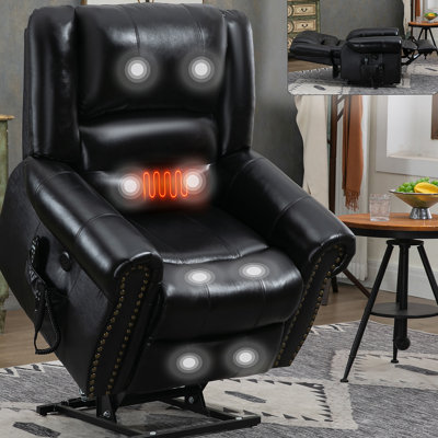 Fauteuil inclinable Power Lift, double moteur, cuir véritable, mécanisme de mouvement robuste avec ports USB