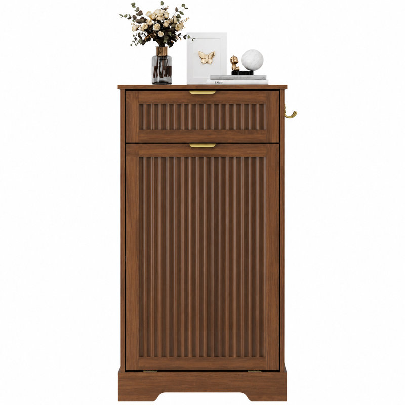Armoire à ordures inclinable 13 gallons avec crochets, 13 gallons, Brun