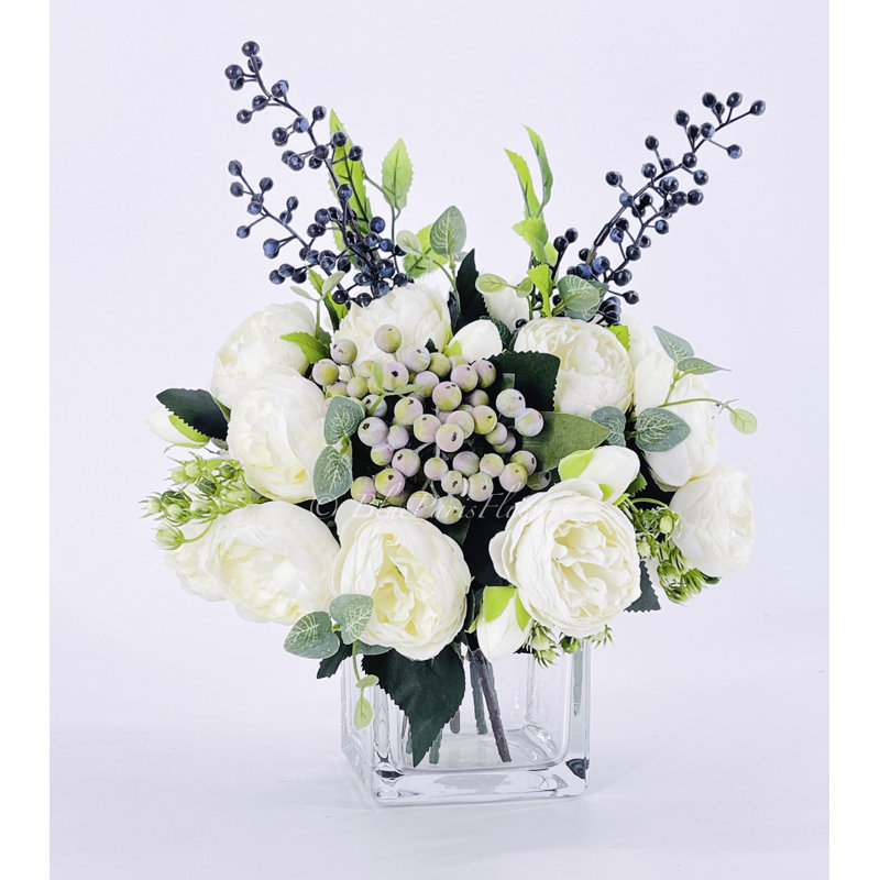 White Peonies/berries/blueberries Arrangement