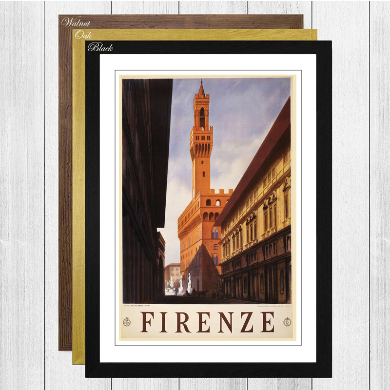 Vintage Travel Firenze Framed Vintage Advertisement - Framed Print, Black