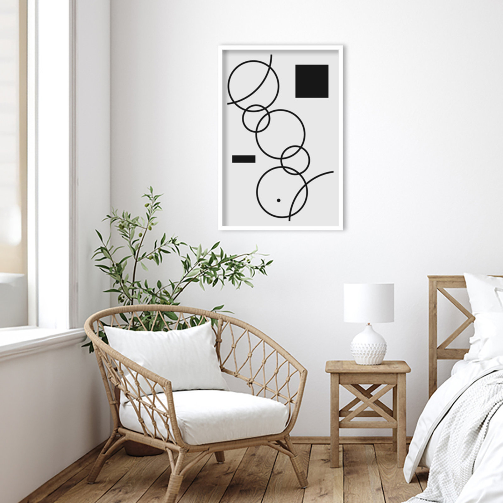 Minimal Shapes No. 1 Print, White, 33" H x 23" W x 1" D