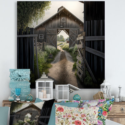Pittoresque chemin sinueux et grange I - Barn Farm Ranch, impressions sur toile