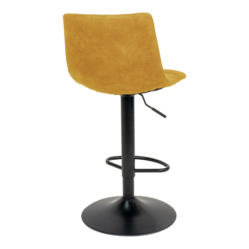Neron Swivel Upholstered Adjustable Height Counter Stool with Metal Frame, Mustard Yellow