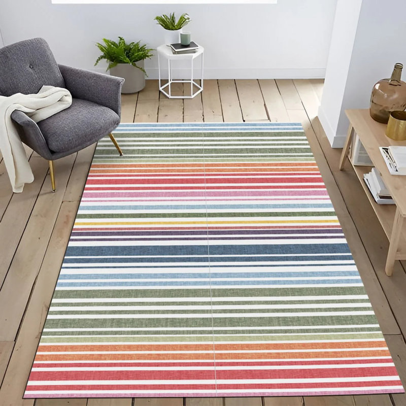 Tapis en polypropylène à rayures Neculita, Tapis de couloir 4 pi x 9 pi 11 po