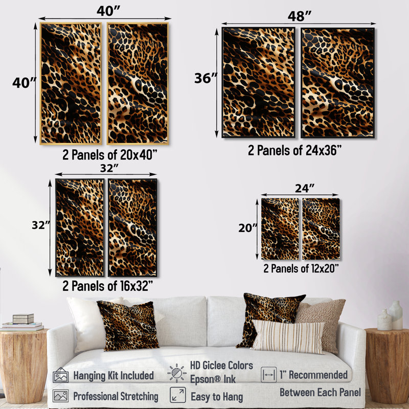 Victorian Elegance Leopard - Large Leopard Wall Decor, Black, 36" H x 48" W, Floater Framed Print