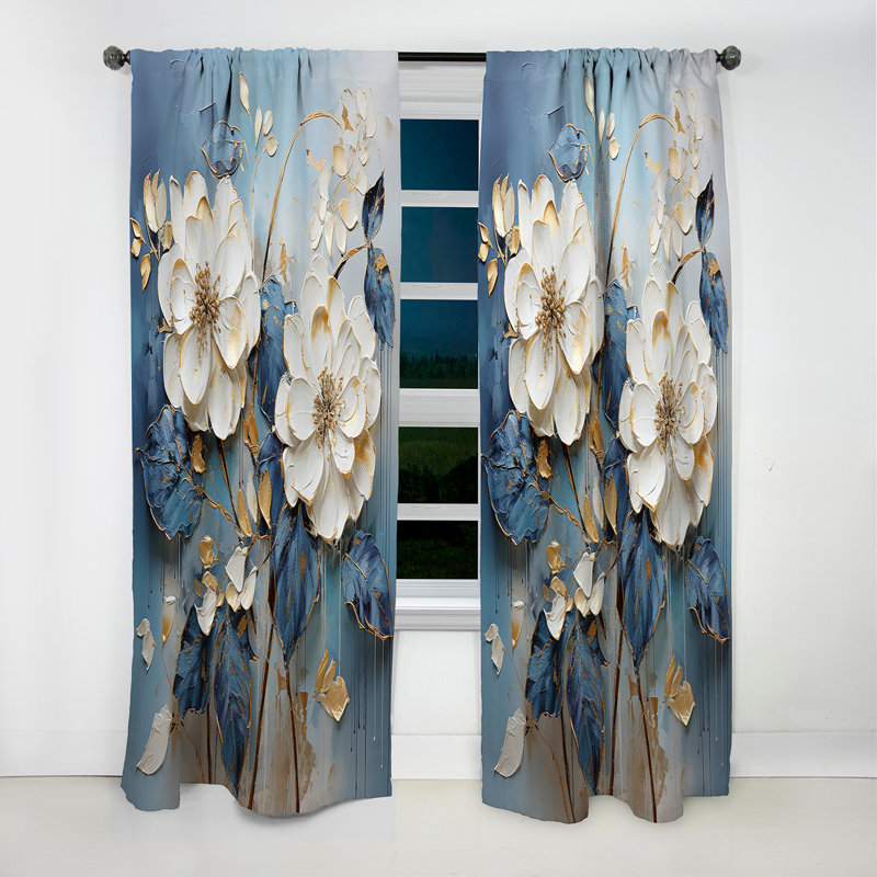 Goulding - Hydrangea Floral Blackout Curtain - 1 Panels, 52" W x 120" L
