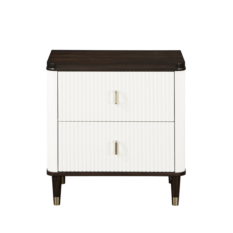 Table de chevet blanche et brune Irresistible avec 2 tiroirs Charisma