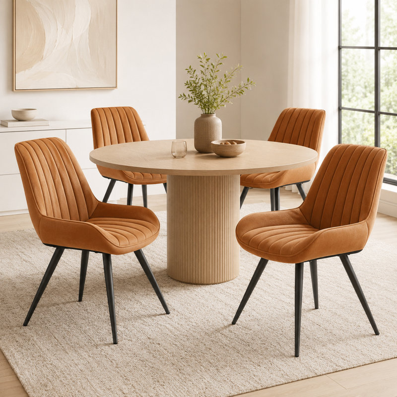 Chaise rembourrée avec pieds en métal, Brun