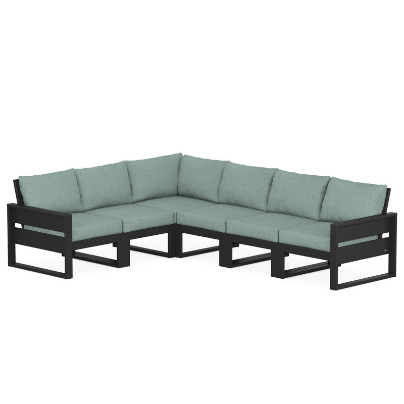 TREX Outdoors Eastport 5 - Person Outdoor Seating Group with Cushions, Black, Glacier Spa