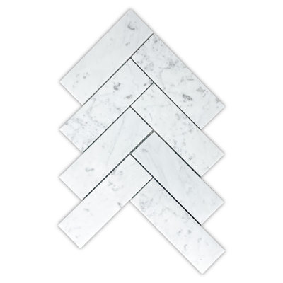Carreau de mosaïque à chevrons en marbre italien de 8 po x 12 po Carrara Italian