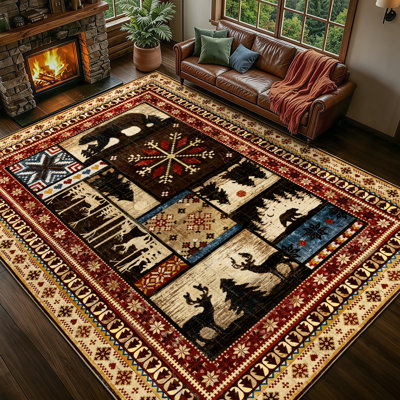 Cabin Brown Bear Non-slip Washable Area Rug