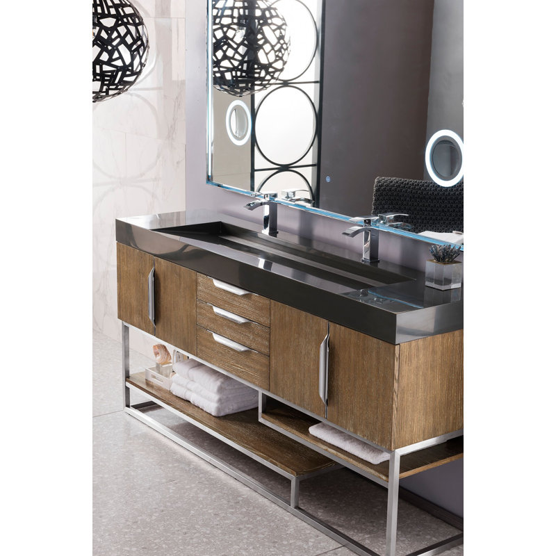 Columbia 72'' W Single Vanity, Glossy White, Dusk Gray, Brushed Nickel