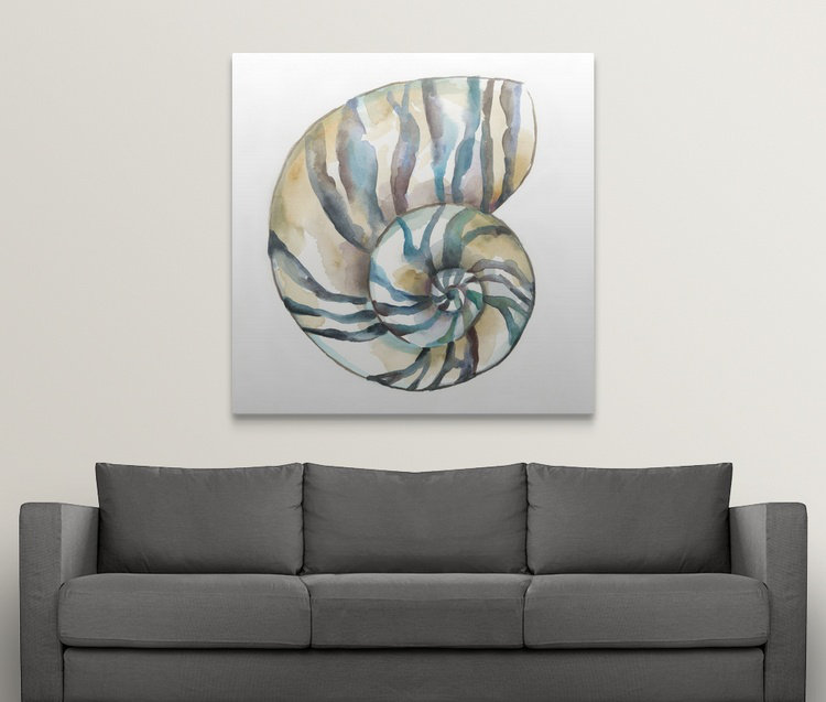 «Aquarelle Shells II» par Chariklia Zarris, reproduction d'art, H 35 po x l 35 po x P 1,5 po, Toile