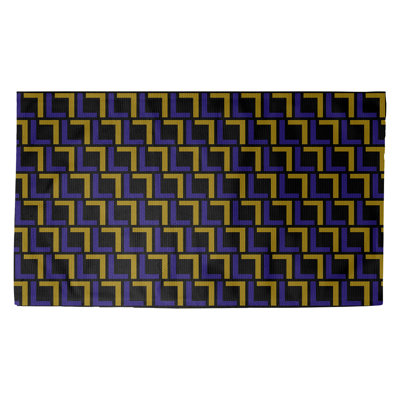 Tapis géométrique jaune / noir / bleu