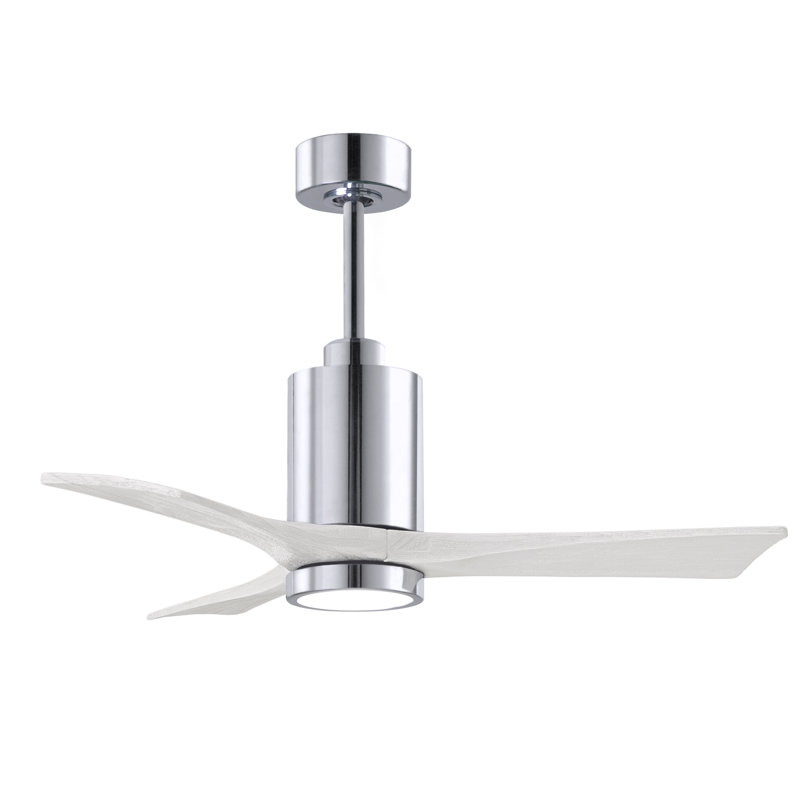Patricia LED Downrod Ceiling Fan, Polished Chrome, 42", Matte White