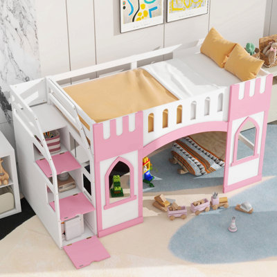 Twin Size Loft Bed With Storage Staircase