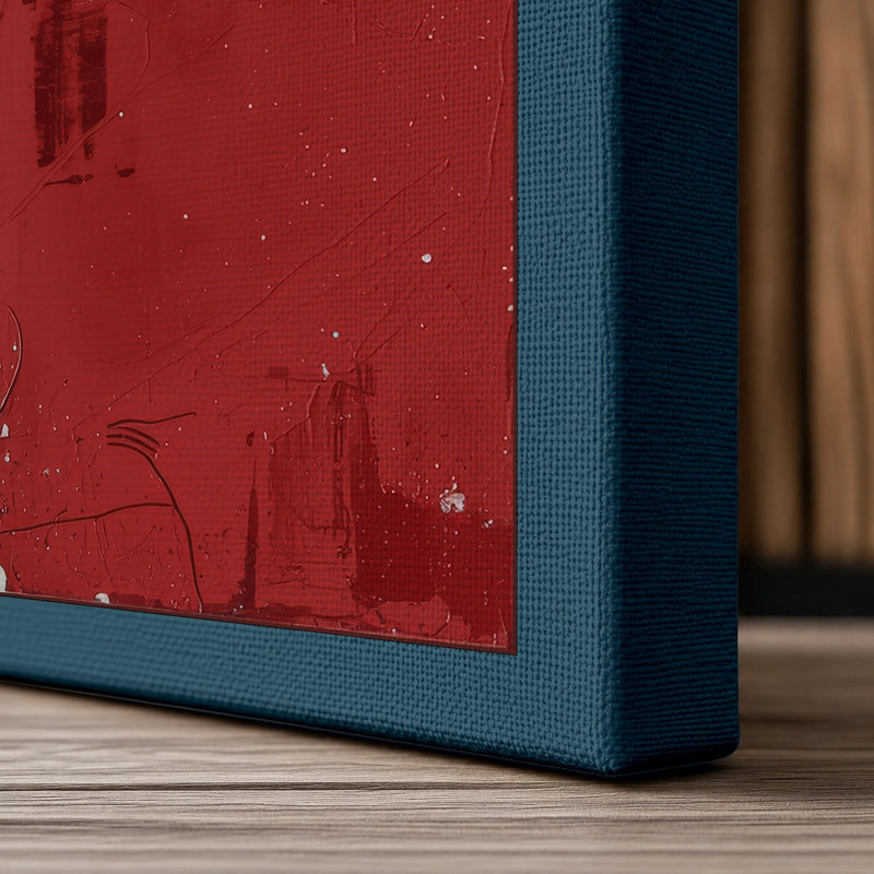 Four Red Fragments Industrial - Wrapped Canvas, 24x16 - 61.0 x 40.6 cm, Teal Border