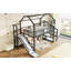 Lit mezzanine double avec glissade et escalier, lit de jeu en métal avec tablettes de rangement, toit en forme de maison et conception silencieuse, noir-2091537362-2091537361