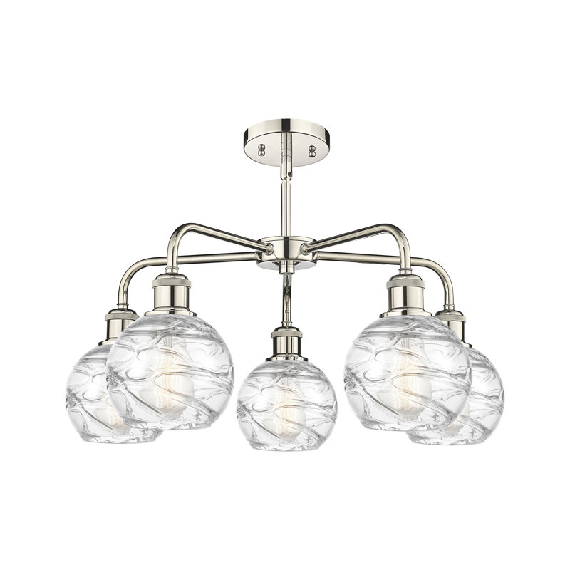 Lustre sphérique à 5 lumières en acier à intensité variable Essex, H 14,13 po x l 23,88 po x P 23,88 po, Nickel poli