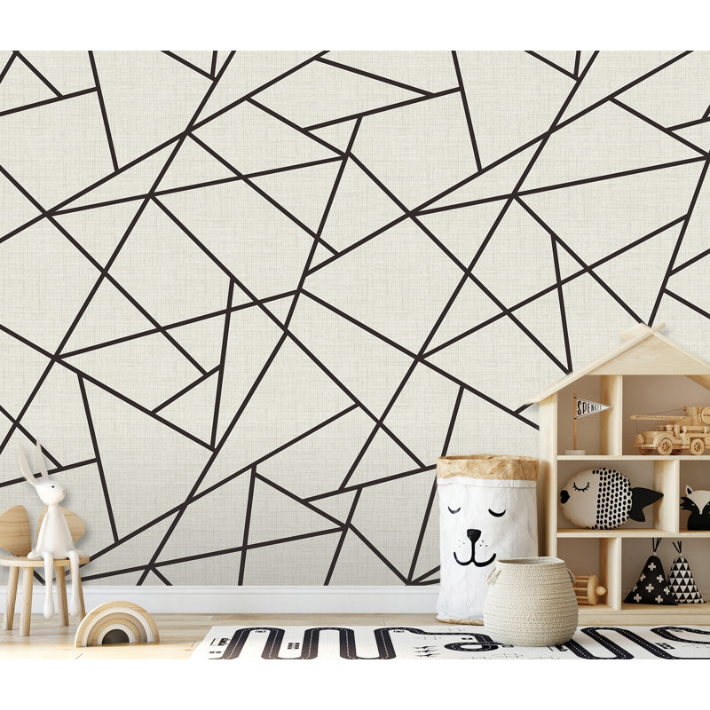 Non-Pasted Geometric Wall Mural, Neutral