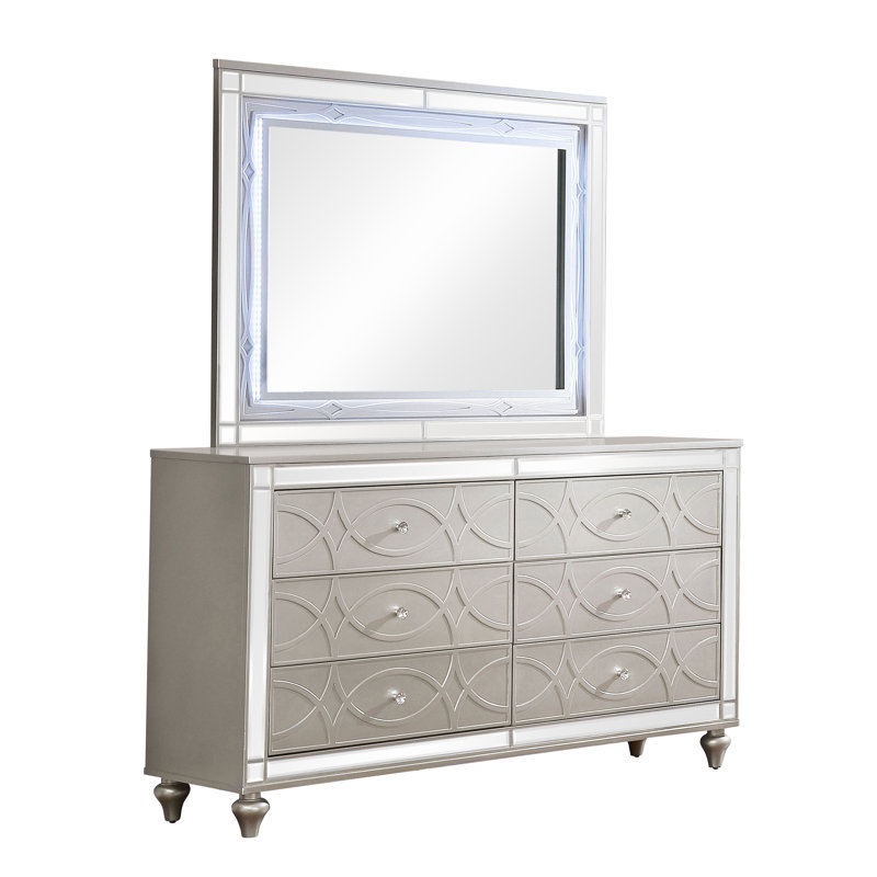 Commode double 6 tiroirs avec miroir Shala