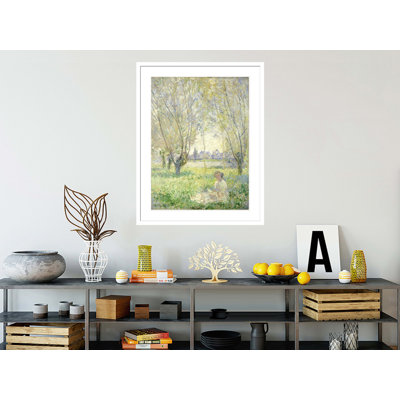 «Femme assise sous les saules» par Claude Monet, impression giclée encadrée