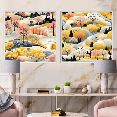 Paysage d'automne à motif scandinave VI - ensemble de collage de paysage carré de 2