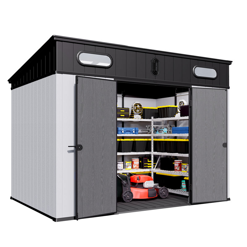 10 pi. L 8 pi. D Remise de rangement en plastique avec plancher