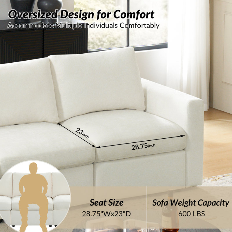 Doulyn 3 Piece Storage Sectional Sofa With Multi-Functional Armrests, Beige