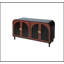 Armoire Olivarria avec poignée en demi-lune, tablettes réglables et pied central en bois
